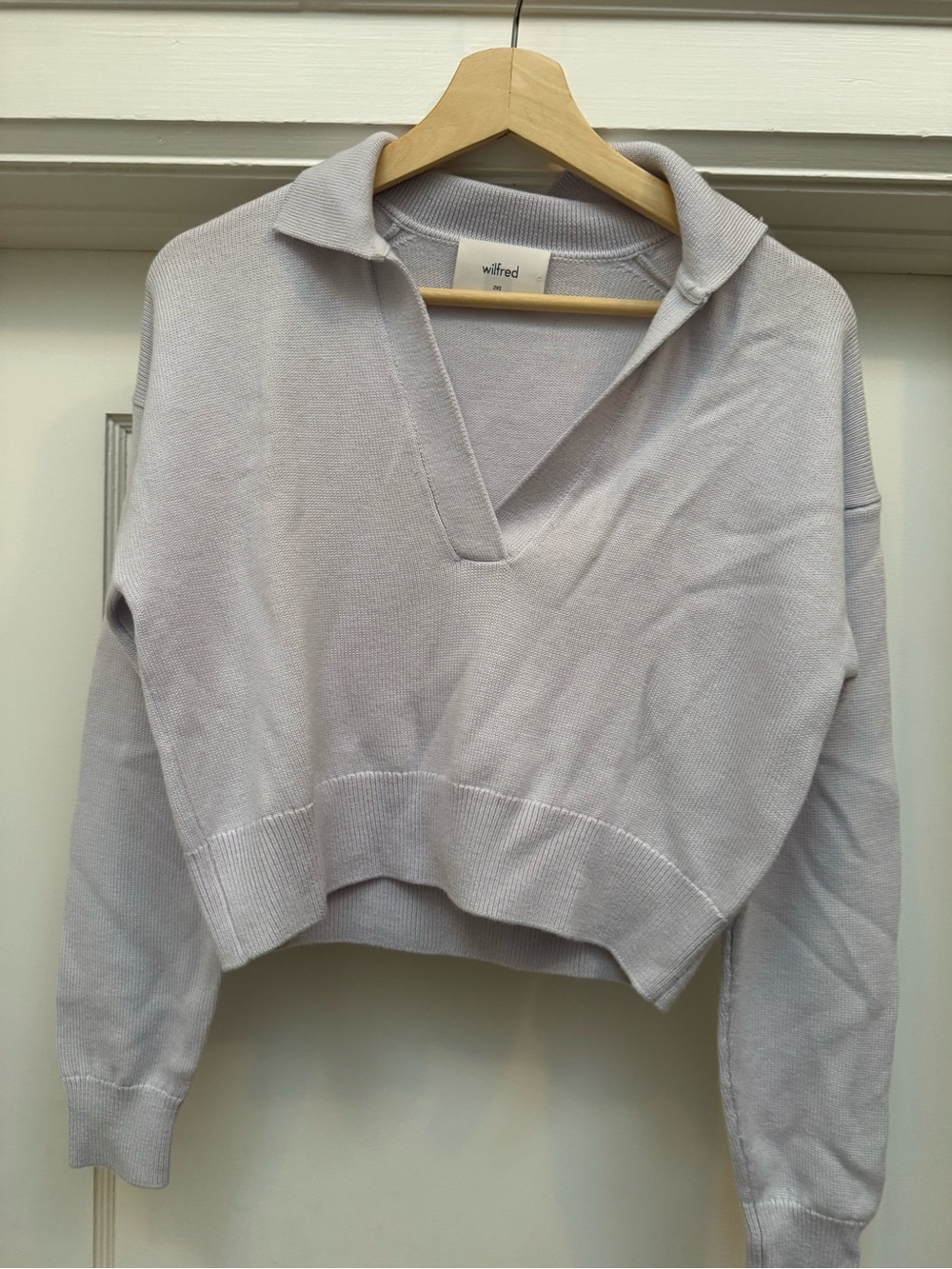 Wilfred | Light Grey Cropped Polo Sweater